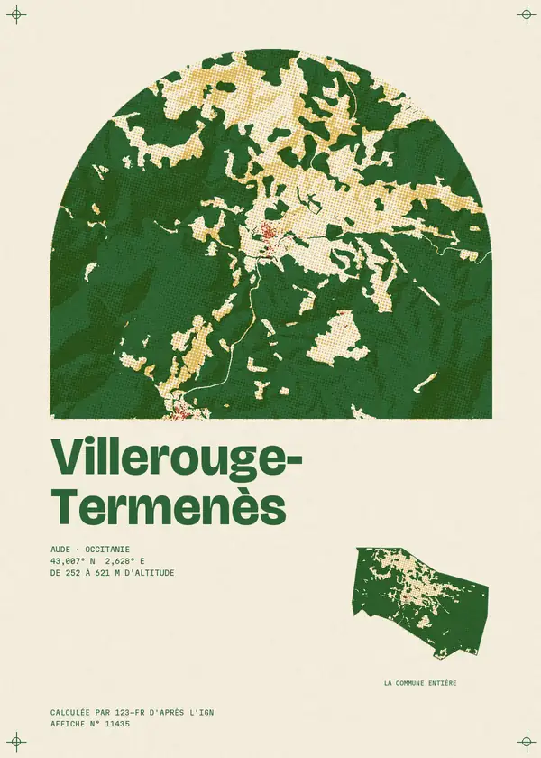 Affiche de Villerouge-Termenès, calculée par 123-fr d'après l'IGN