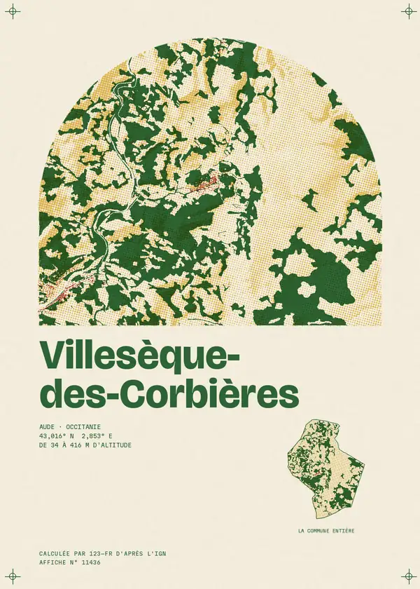 Affiche de Villesèque-des-Corbières, calculée par 123-fr d'après l'IGN