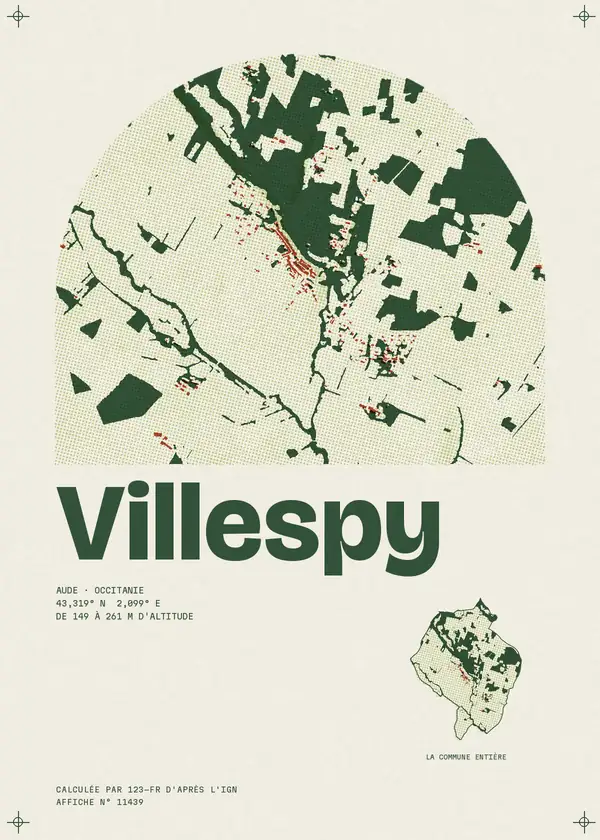 Affiche de Villespy, calculée par 123-fr d'après l'IGN
