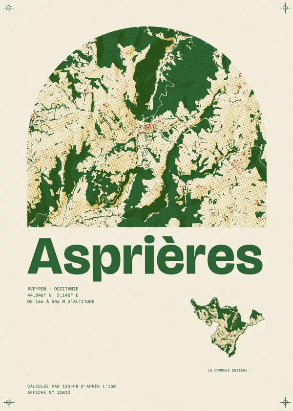 Affiche de Asprières, calculée par 123-fr d'après l'IGN