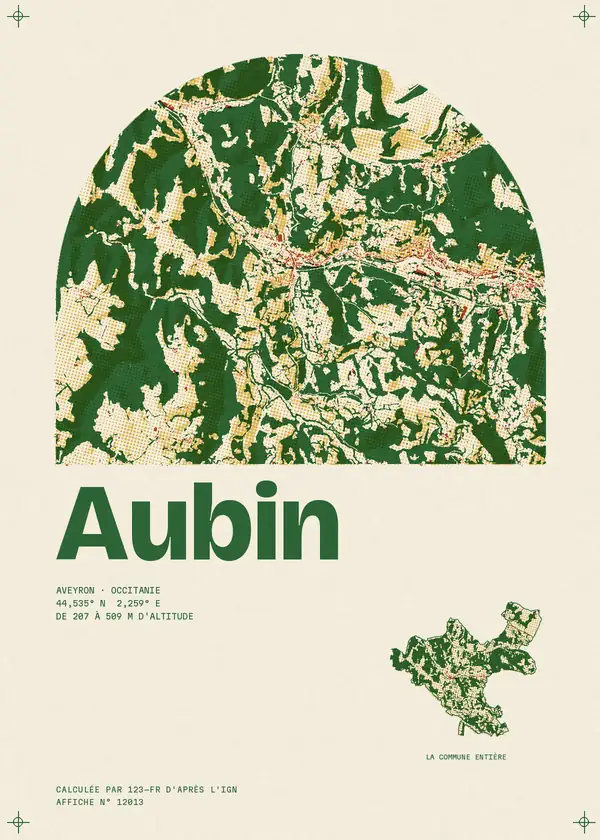 Affiche de Aubin, calculée par 123-fr d'après l'IGN
