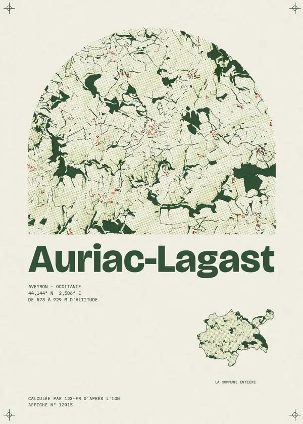 Affiche de Auriac-Lagast, calculée par 123-fr d'après l'IGN
