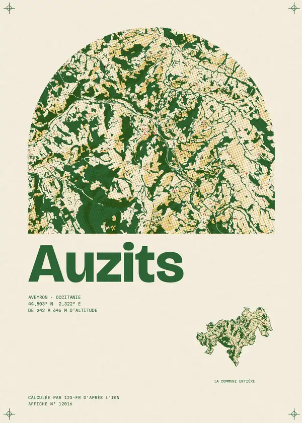Affiche de Auzits, calculée par 123-fr d'après l'IGN