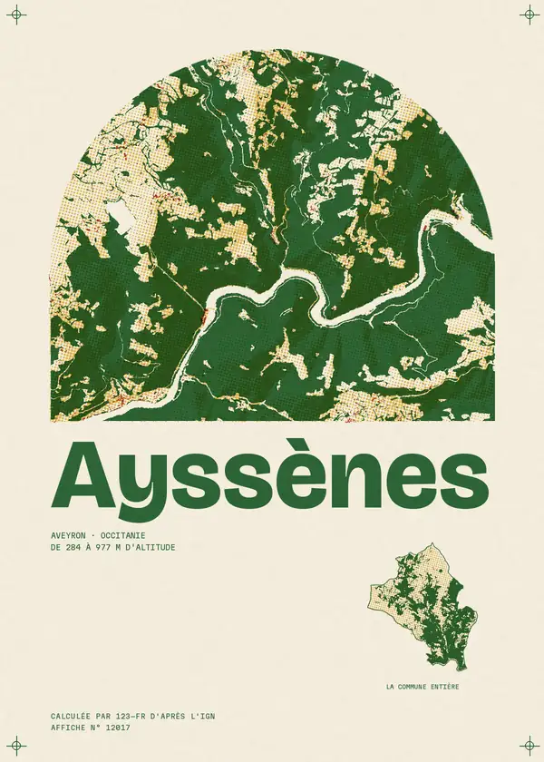 Affiche de Ayssènes, calculée par 123-fr d'après l'IGN