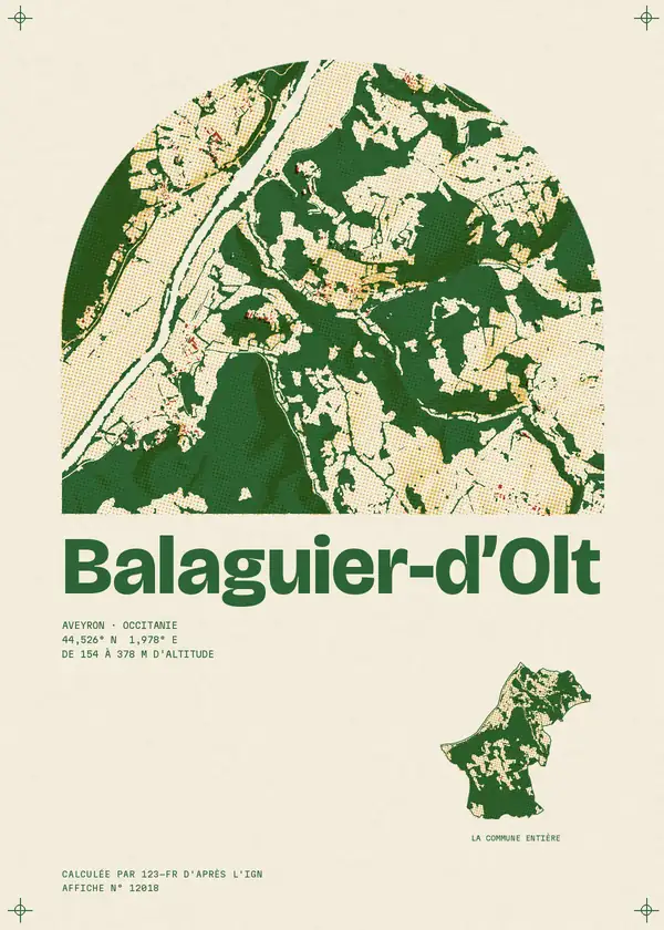 Affiche de Balaguier-d'Olt, calculée par 123-fr d'après l'IGN