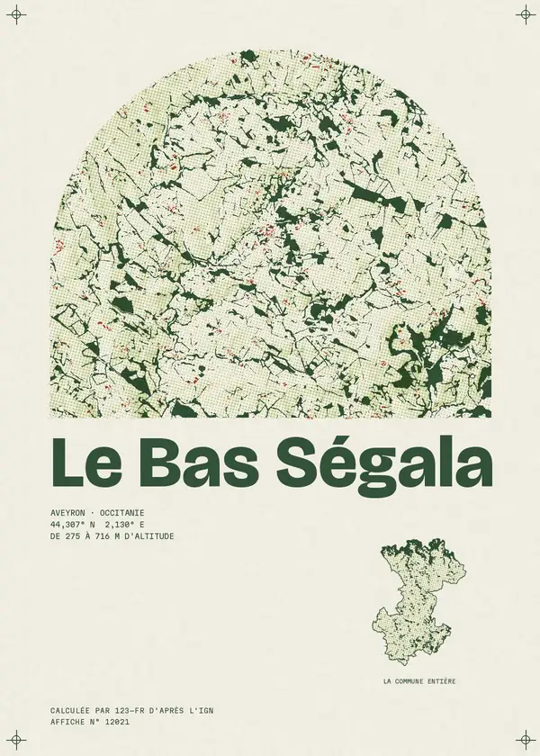 Affiche de Le Bas Ségala, calculée par 123-fr d'après l'IGN