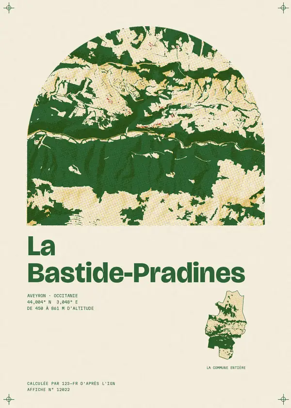 Affiche de La Bastide-Pradines, calculée par 123-fr d'après l'IGN