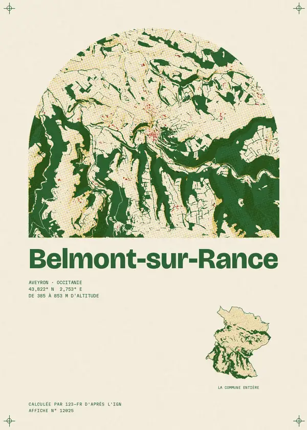 Affiche de Belmont-sur-Rance, calculée par 123-fr d'après l'IGN