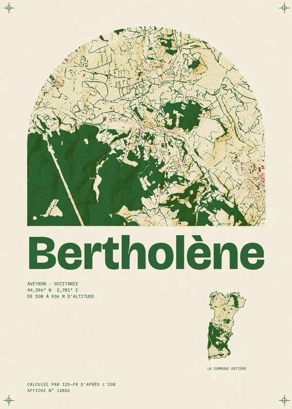 Affiche de Bertholène, calculée par 123-fr d'après l'IGN