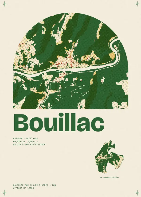 Affiche de Bouillac, calculée par 123-fr d'après l'IGN