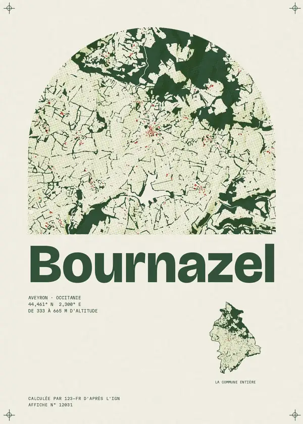 Affiche de Bournazel, calculée par 123-fr d'après l'IGN