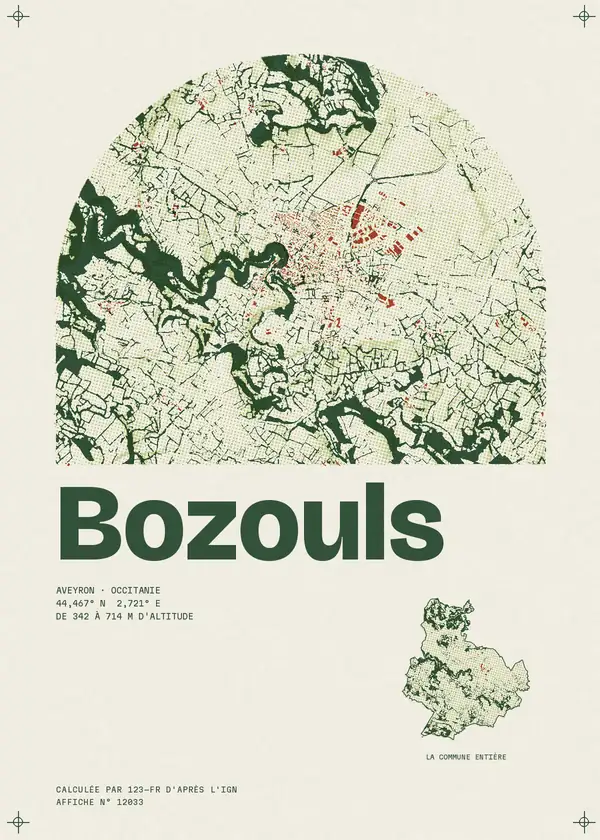 Affiche de Bozouls, calculée par 123-fr d'après l'IGN