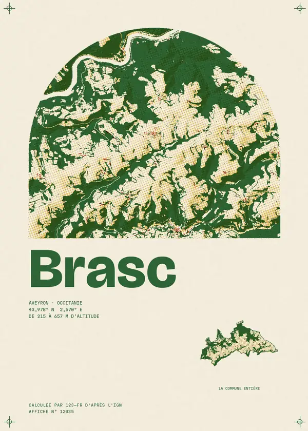 Affiche de Brasc, calculée par 123-fr d'après l'IGN