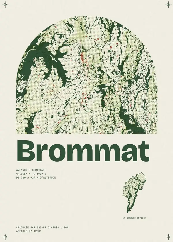 Affiche de Brommat, calculée par 123-fr d'après l'IGN
