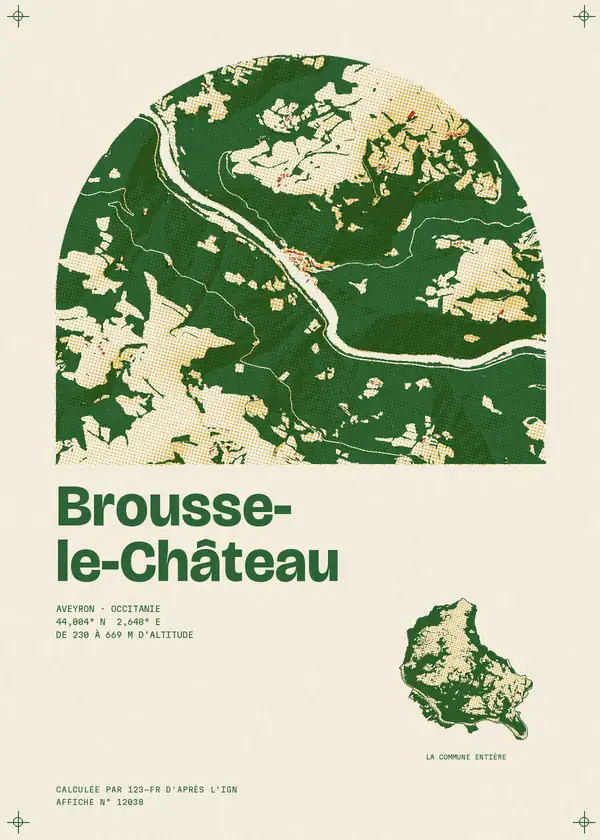 Affiche de Brousse-le-Château, calculée par 123-fr d'après l'IGN