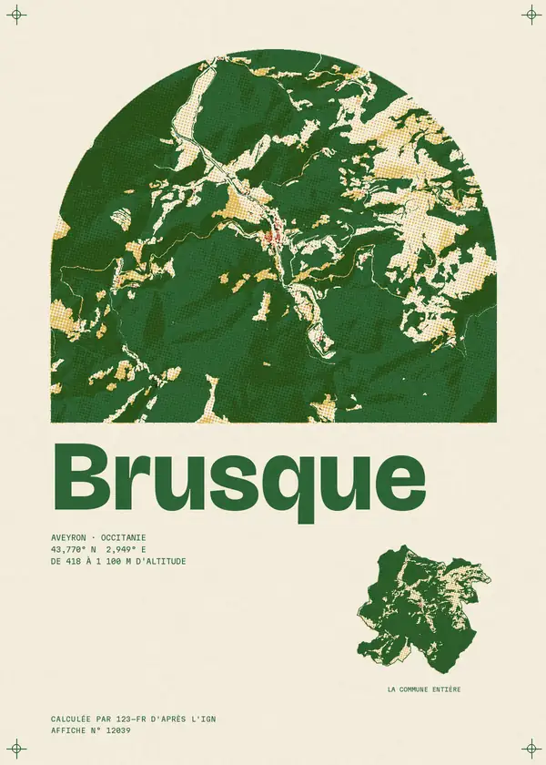 Affiche de Brusque, calculée par 123-fr d'après l'IGN