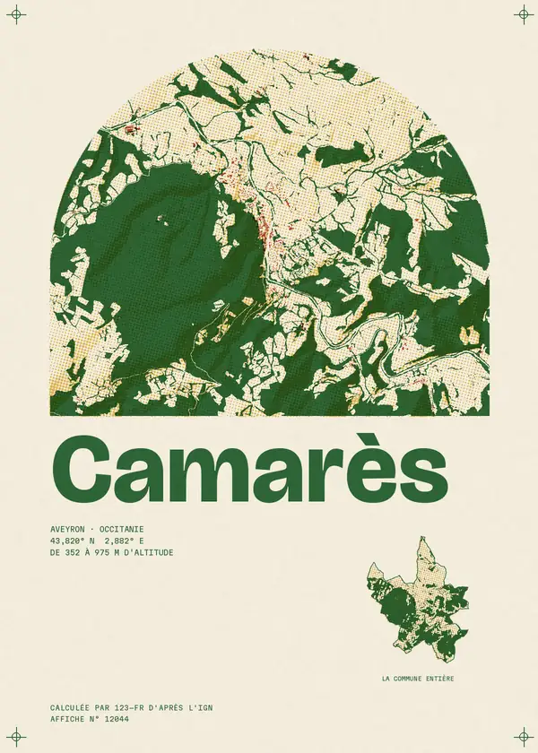 Affiche de Camarès, calculée par 123-fr d'après l'IGN