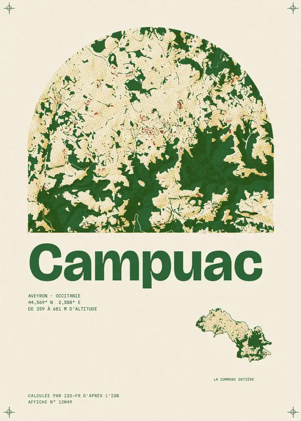Affiche de Campuac, calculée par 123-fr d'après l'IGN