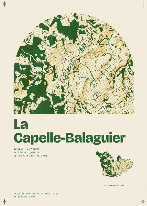 Affiche de La Capelle-Balaguier, calculée par 123-fr d'après l'IGN