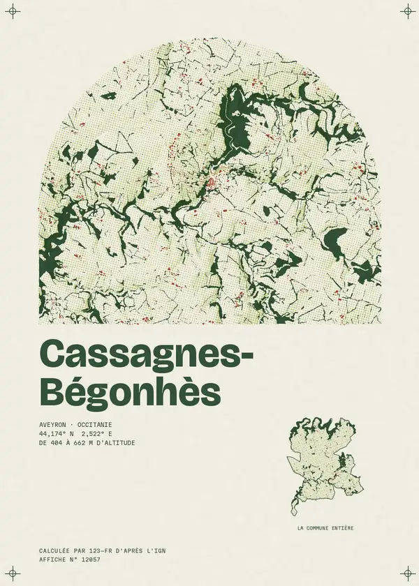 Affiche de Cassagnes-Bégonhès, calculée par 123-fr d'après l'IGN