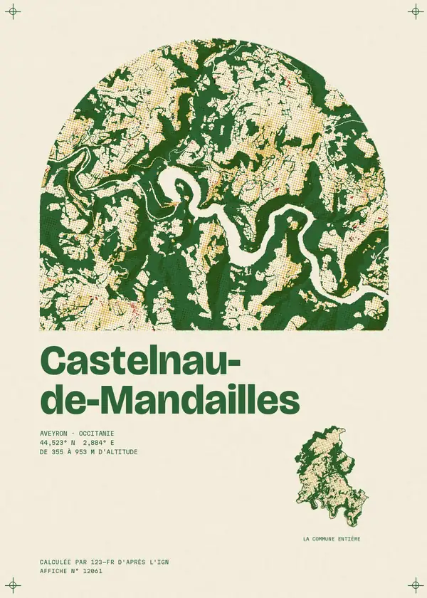 Affiche de Castelnau-de-Mandailles, calculée par 123-fr d'après l'IGN