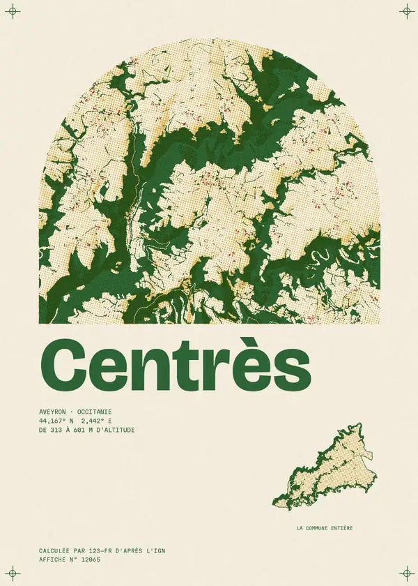 Affiche de Centrès, calculée par 123-fr d'après l'IGN