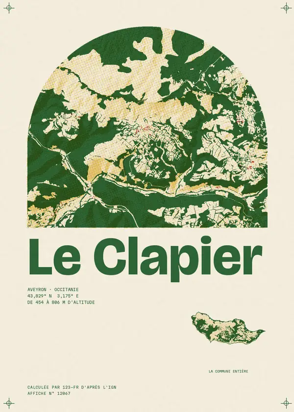 Affiche de Le Clapier, calculée par 123-fr d'après l'IGN