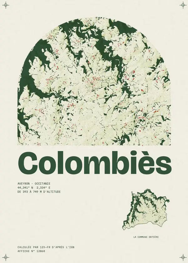 Affiche de Colombiès, calculée par 123-fr d'après l'IGN