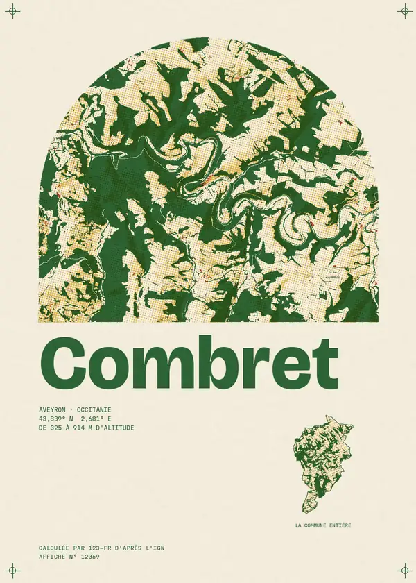 Affiche de Combret, calculée par 123-fr d'après l'IGN