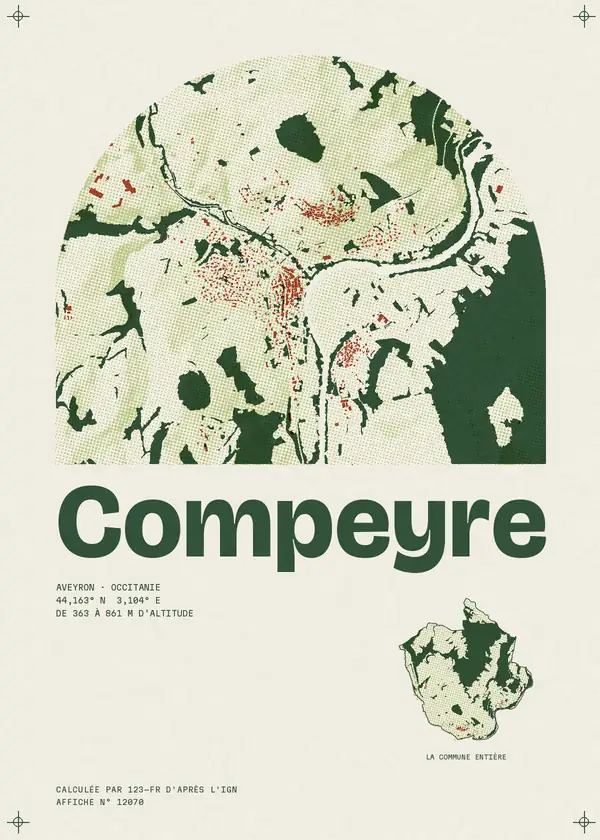 Affiche de Compeyre, calculée par 123-fr d'après l'IGN