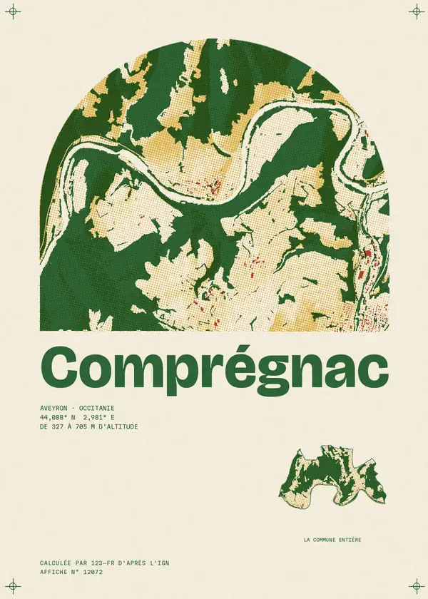 Affiche de Comprégnac, calculée par 123-fr d'après l'IGN