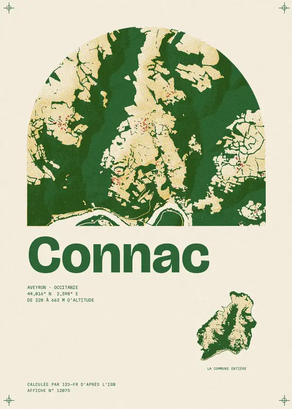 Affiche de Connac, calculée par 123-fr d'après l'IGN