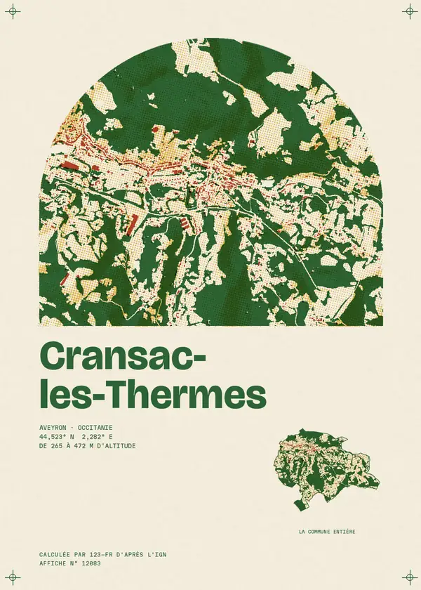 Affiche de Cransac-les-Thermes, calculée par 123-fr d'après l'IGN