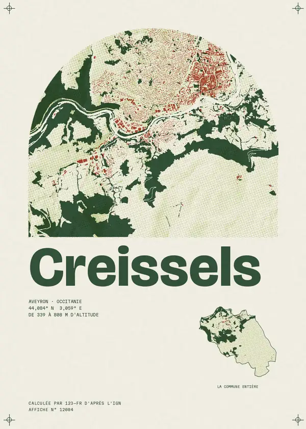 Affiche de Creissels, calculée par 123-fr d'après l'IGN