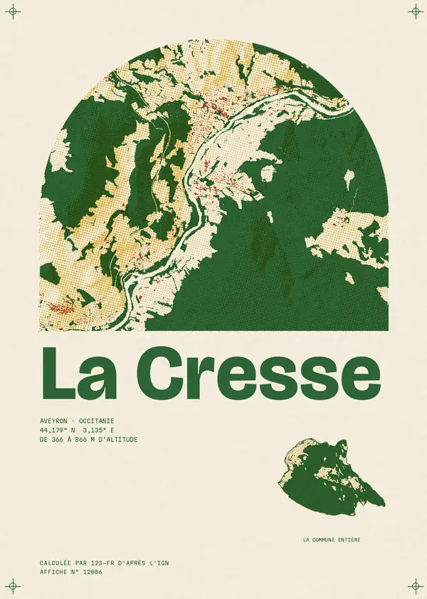 Affiche de La Cresse, calculée par 123-fr d'après l'IGN