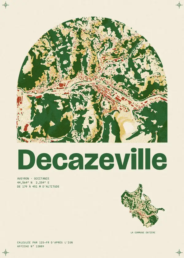Affiche de Decazeville, calculée par 123-fr d'après l'IGN