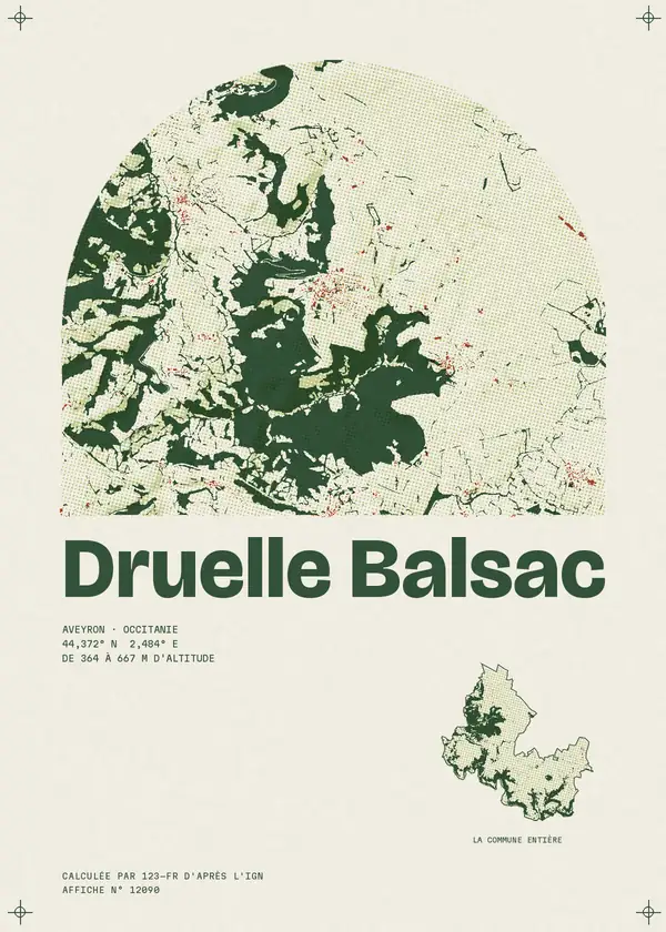 Affiche de Druelle Balsac, calculée par 123-fr d'après l'IGN