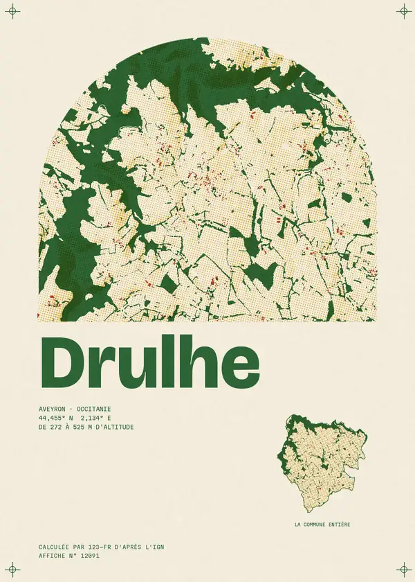 Affiche de Drulhe, calculée par 123-fr d'après l'IGN