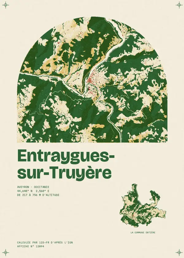 Affiche de Entraygues-sur-Truyère, calculée par 123-fr d'après l'IGN
