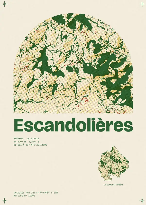 Affiche de Escandolières, calculée par 123-fr d'après l'IGN