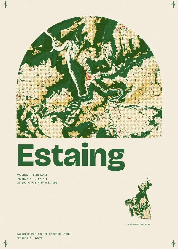 Affiche de Estaing, calculée par 123-fr d'après l'IGN