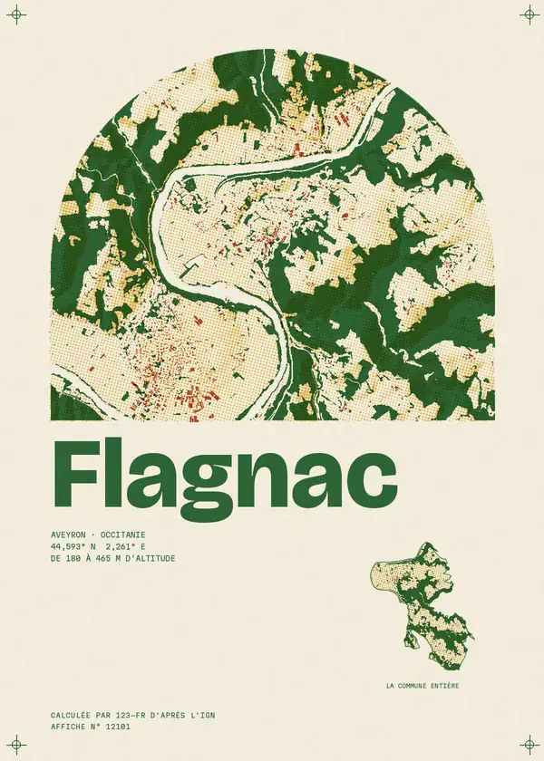 Affiche de Flagnac, calculée par 123-fr d'après l'IGN