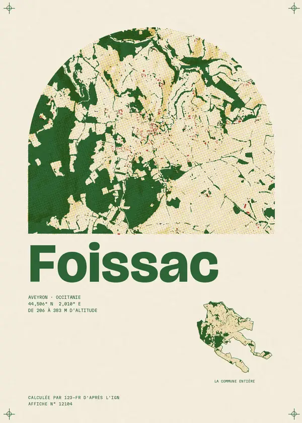 Affiche de Foissac, calculée par 123-fr d'après l'IGN