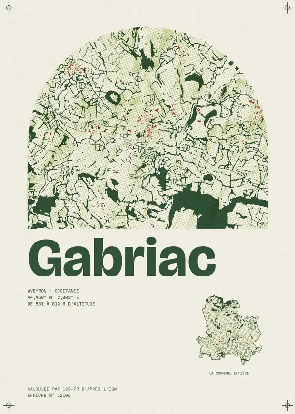 Affiche de Gabriac, calculée par 123-fr d'après l'IGN