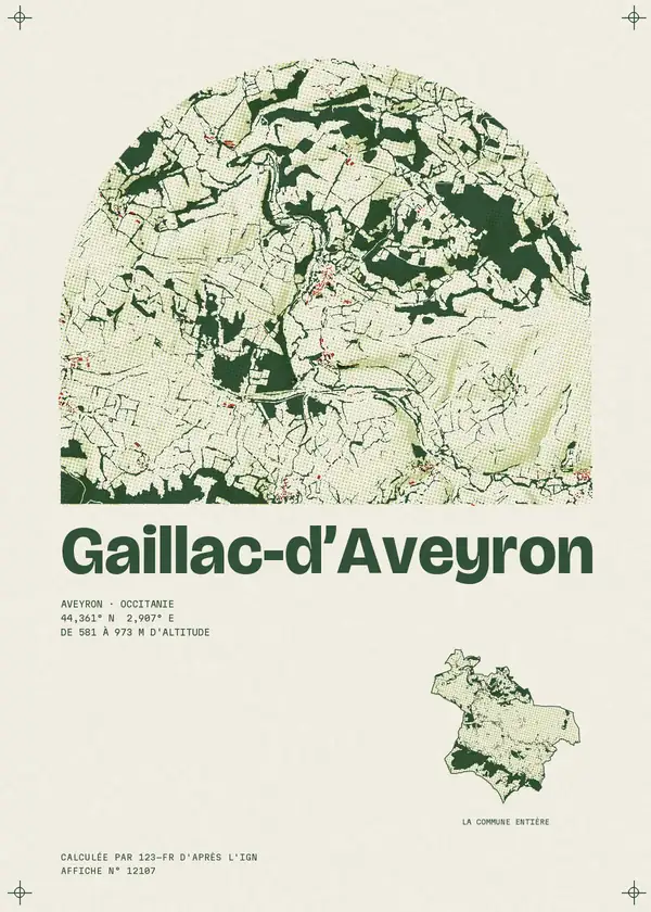 Affiche de Gaillac-d'Aveyron, calculée par 123-fr d'après l'IGN