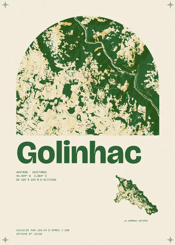 Affiche de Golinhac, calculée par 123-fr d'après l'IGN
