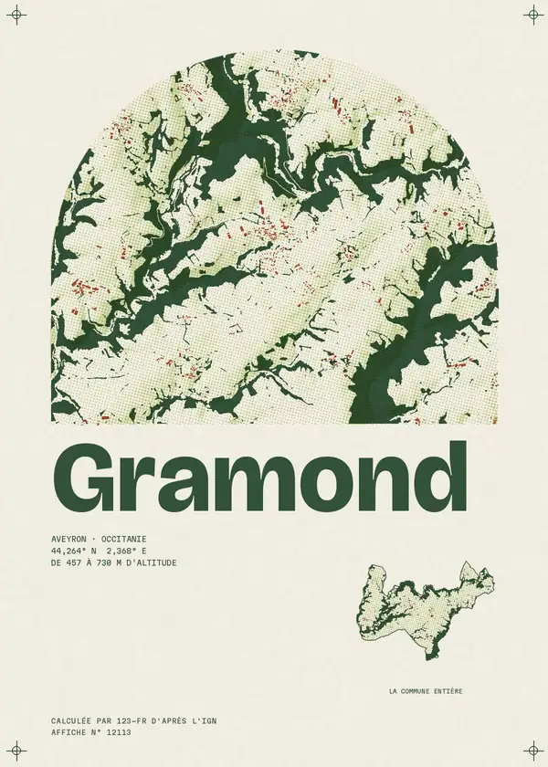 Affiche de Gramond, calculée par 123-fr d'après l'IGN