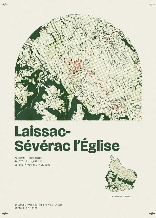 Affiche de Laissac-Sévérac l'Église, calculée par 123-fr d'après l'IGN