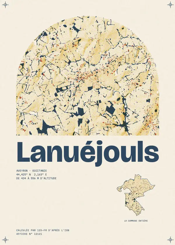 Affiche de Lanuéjouls, calculée par 123-fr d'après l'IGN