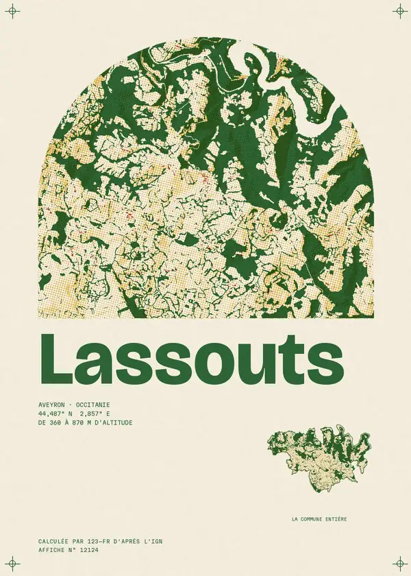 Affiche de Lassouts, calculée par 123-fr d'après l'IGN
